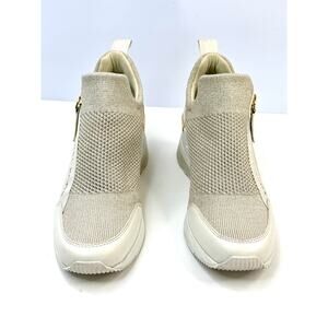 MICHAEL Michael Kors Willis Knit Trainer Wedge Sneakers Size 8M Champagne NWT